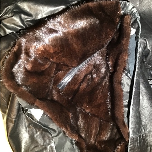 Leather fur womens lamb black reversible jacket size small - Picture 14 of 14